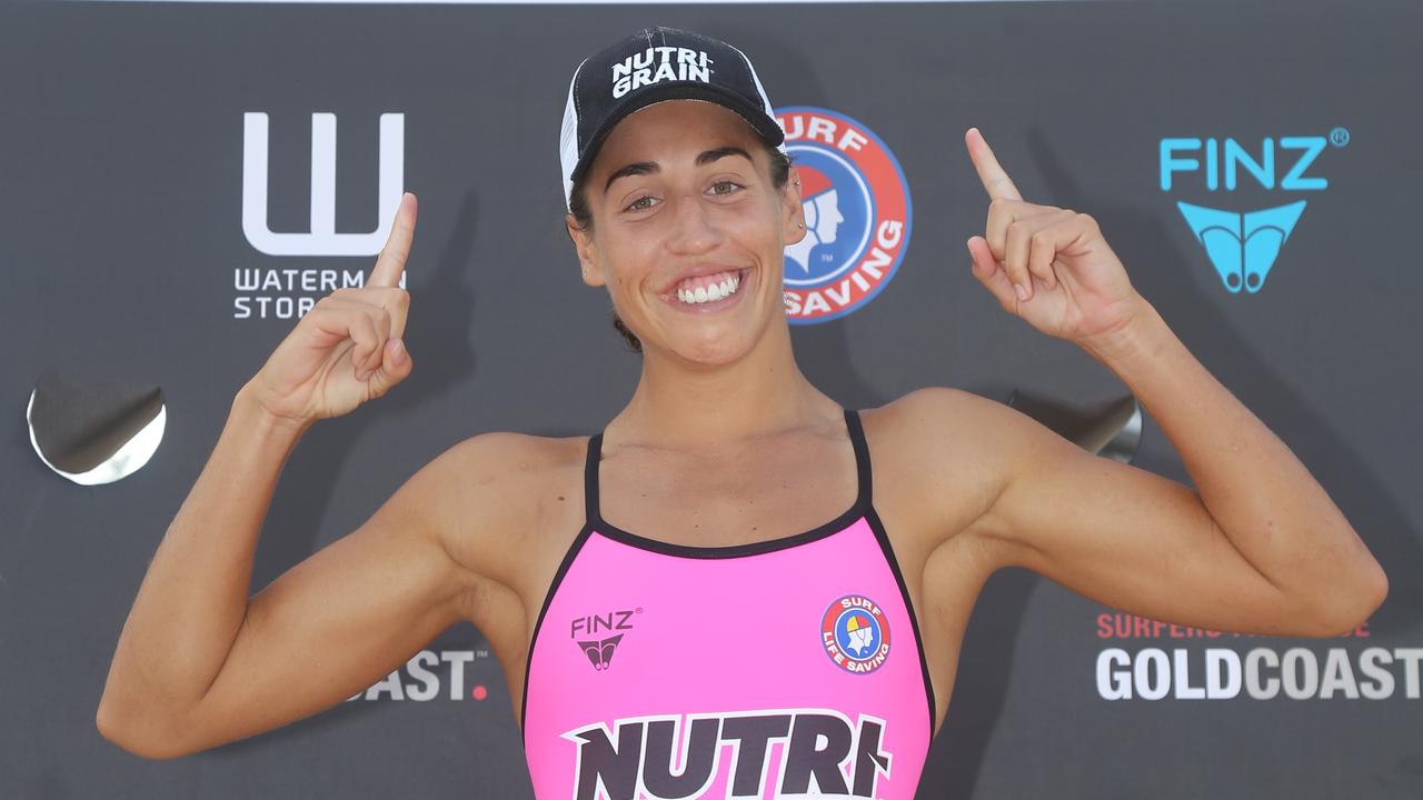 Noosa Heads surf lifesaver Lana Rogers was crowned the Nutri-Grain Ironwoman Series champion on Sunday. Photo: Nutri-Grain Series