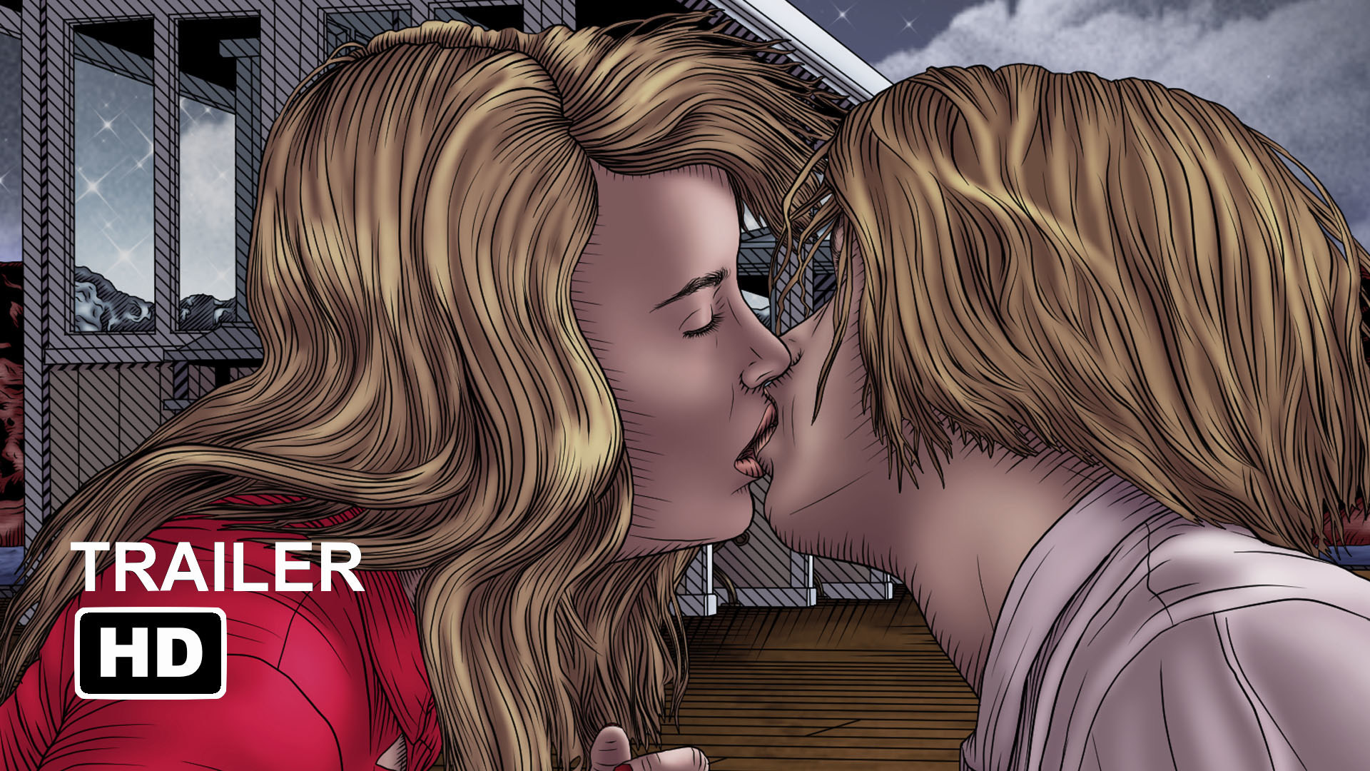 Shake The Lake Graphic Novel Book Trailer 2020. Cal and Nika kiss on the docks.