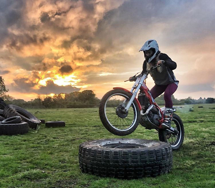 Vanessa Ruck training for rally races on trials bike