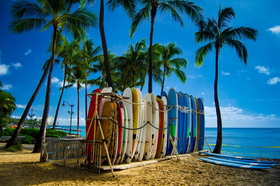 Surfboards on Waikiki beach