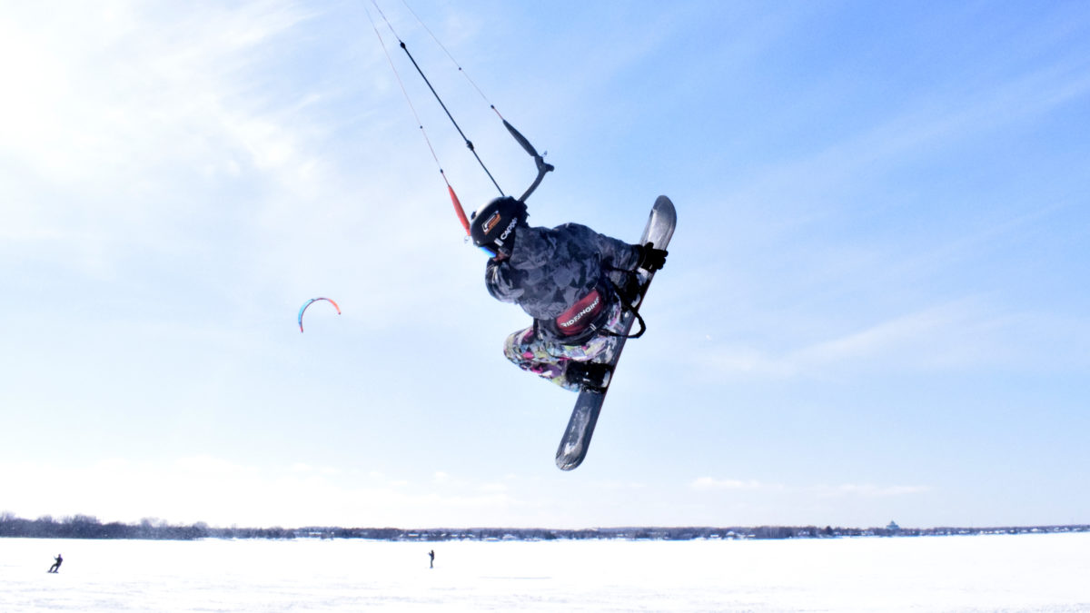 Campbell performs another one of his signature jumps as the wind picks up.