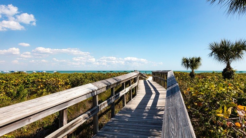 A bridge and beautiful landscape on Sanibel Island.