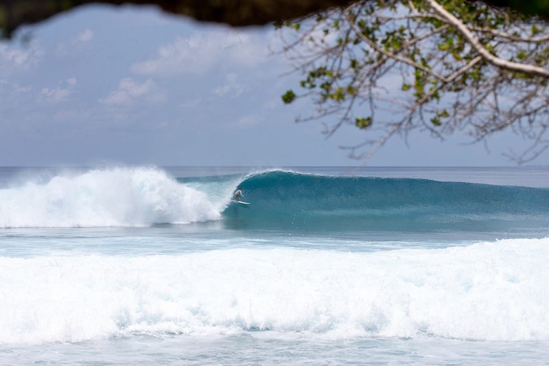 “The most crowded it’s been is two other people in the water,” says Kotch. “It’s been insane to be in the water and have the pick of the sets. There could be a bigger one behind it, or a slightly hollower one. You get kind of fussy over which waves you do take.” Photo: Richard Kotch